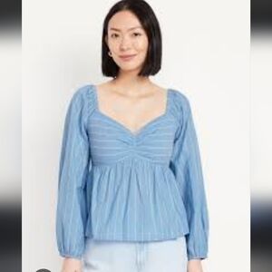 Old Navy Light Blue Striped Women's Blouse
